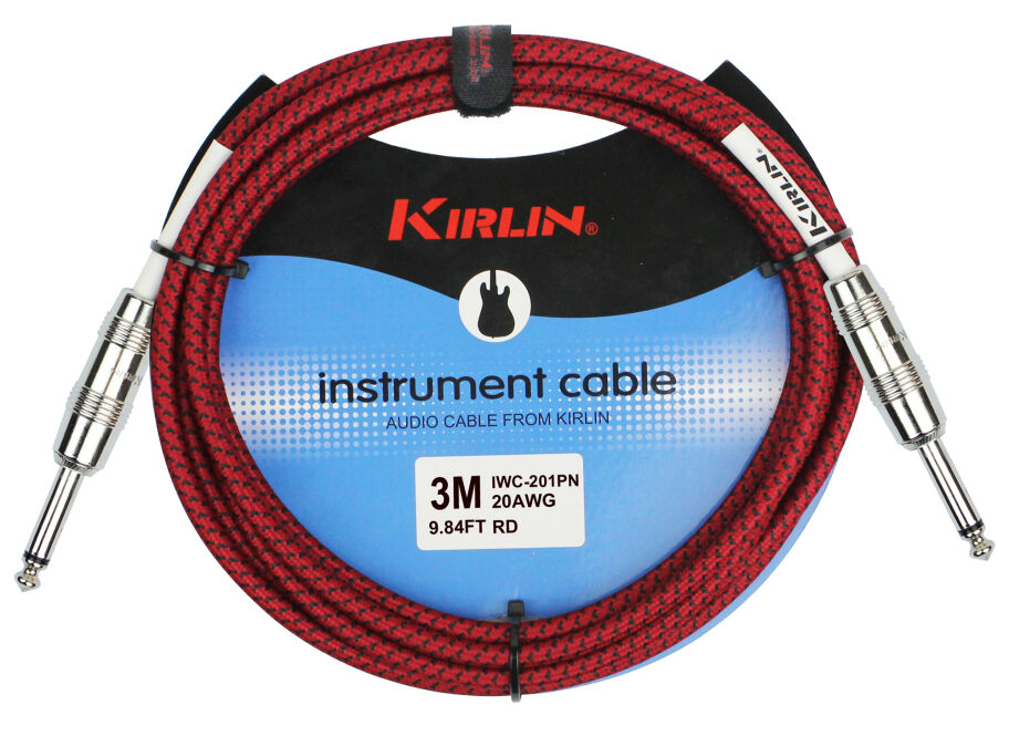 CABLE GUITARE KIRLIN 3M JACK JACK ROUGE au meilleur prix